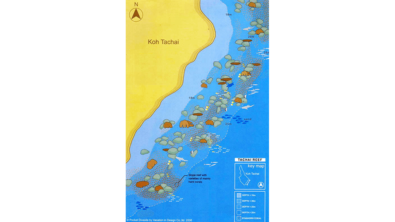 Схема дайв сайта Koh Tachai Reef Схема дайв сайта Koh Tachai Reef