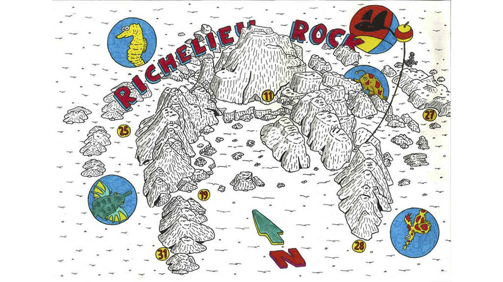 Схема дайв сайта Richelieu rock Схема дайв сайта Richelieu rock