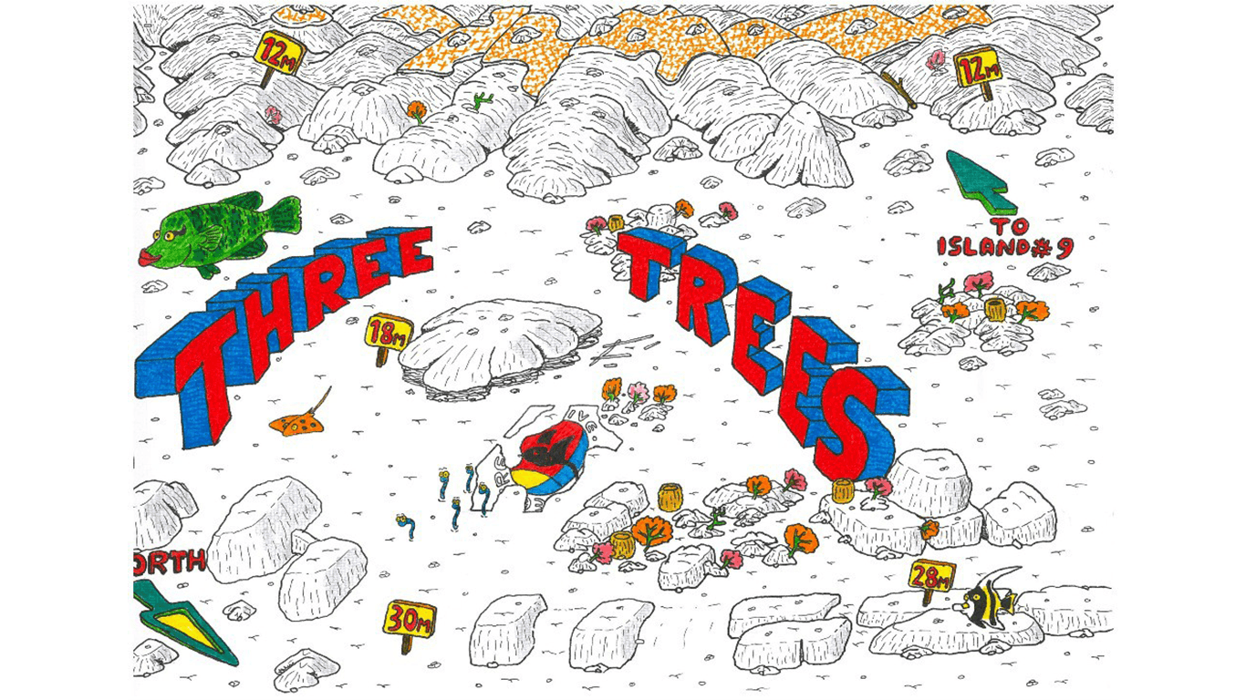 Схема дайв сайта Three tree Схема дайв сайта Three tree